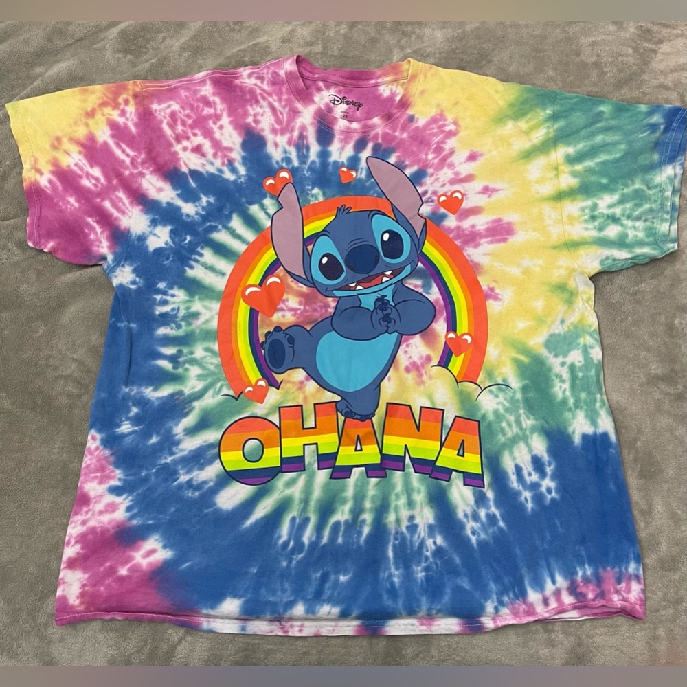 Disney Lilo & Stitch Ohana Tie-Dyed T-Shirt, 2x - Gem